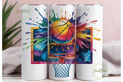Basketball Paint Splash 20oz Tumbler Sublimation PixelChick 