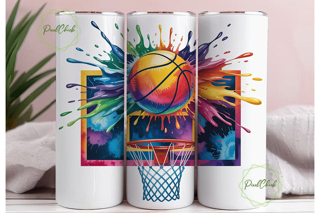 Basketball Paint Splash 20oz Tumbler Sublimation PixelChick 