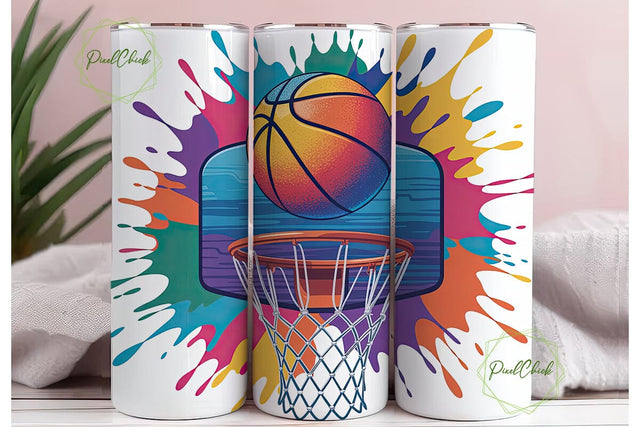 Basketball Paint Splash 20oz Tumbler Sublimation PixelChick 