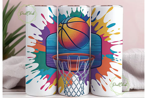 Basketball Paint Splash 20oz Tumbler Sublimation PixelChick 