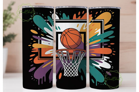 Basketball Paint Splatter 20oz Tumbler Sublimation PixelChick 