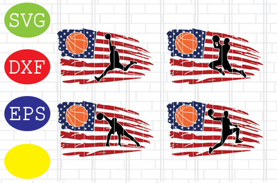 Basketball Player American Flag Svg, Basketball Clipart, Basketball Cut Files, Sport Svg, Jpg, Eps, Dxf Files SVG DigitalSvgFiles 