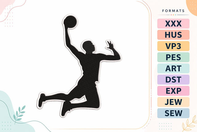Basketball Player Silhouette Embroidery Design - Slam Dunk Sports Embroidery/Applique DESIGNS sg embroidery 