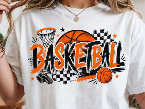 Basketball Retro Checkered Basketball PNG SVG DesignDestine 