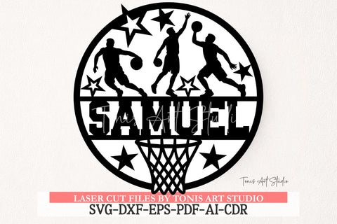 Basketball Round Name Sign SVG Laser Cut SVG TonisArtStudio 