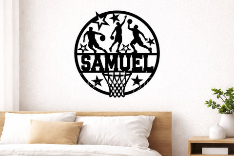 Basketball Round Name Sign SVG Laser Cut SVG TonisArtStudio 