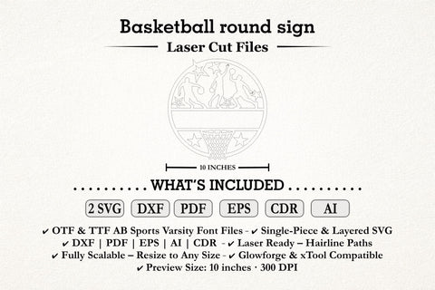 Basketball Round Name Sign SVG Laser Cut SVG TonisArtStudio 