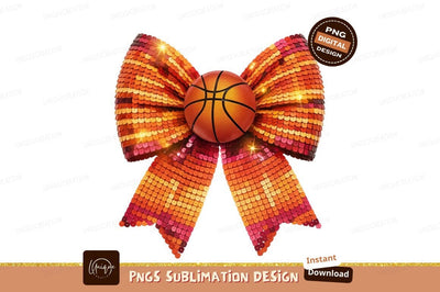 Basketball Sequin Bow Decoration Sublimation Png Sublimation Designangry 