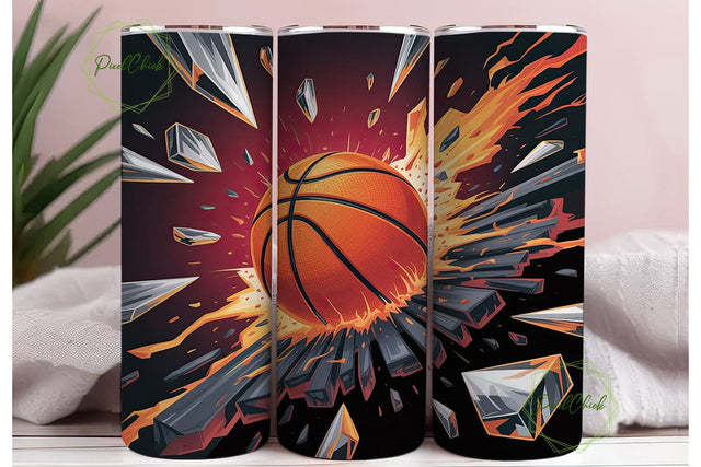 Basketball Shatter 20oz Tumbler Wrap Sublimation PixelChick 