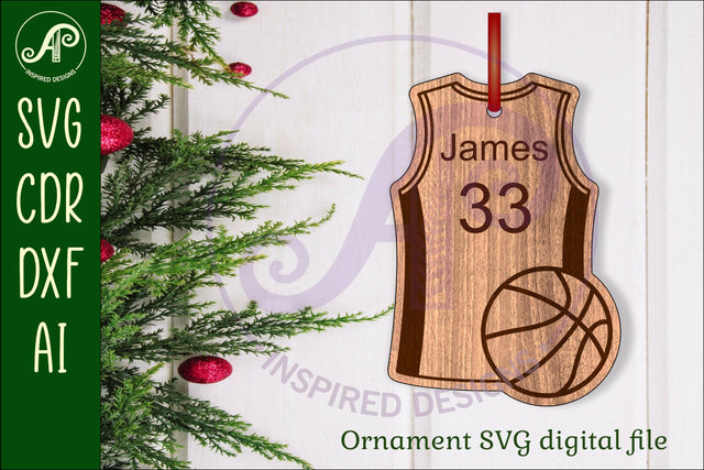 Basketball shirt Christmas Ornament SVG laser cut SVG APInspireddesigns 