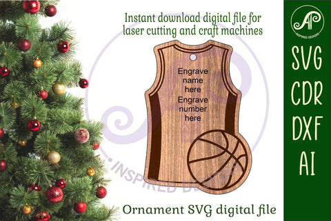 Basketball shirt Christmas Ornament SVG laser cut SVG APInspireddesigns 