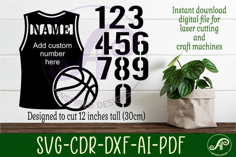 Basketball shirt name sign svg laser cut file SVG APInspireddesigns 