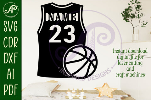 Basketball shirt name sign svg laser cut file SVG APInspireddesigns 