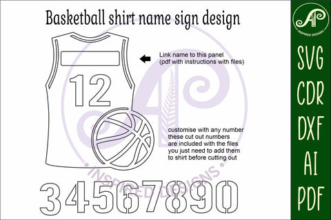 Basketball shirt name sign svg laser cut file SVG APInspireddesigns 