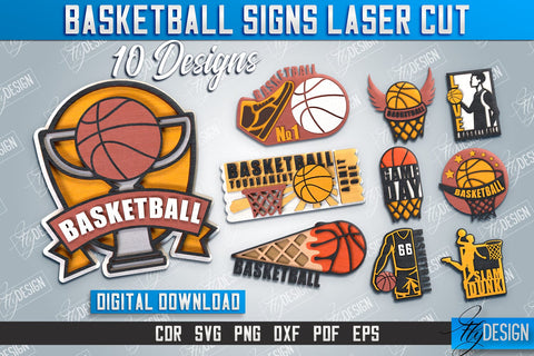 Basketball Sign Bundle | Sports Sign | Gift Idea | Laser Cut Wooden Shape | Basketball Shape | CNC File SVG Fly Design 