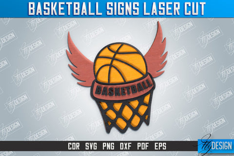 Basketball Sign Bundle | Sports Sign | Gift Idea | Laser Cut Wooden Shape | Basketball Shape | CNC File SVG Fly Design 