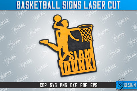 Basketball Sign Bundle | Sports Sign | Gift Idea | Laser Cut Wooden Shape | Basketball Shape | CNC File SVG Fly Design 