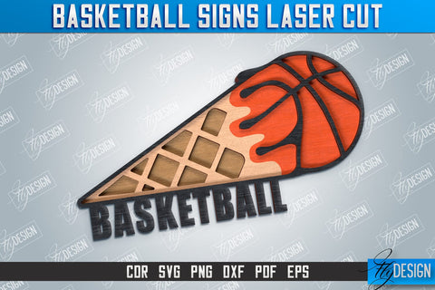 Basketball Sign Bundle | Sports Sign | Gift Idea | Laser Cut Wooden Shape | Basketball Shape | CNC File SVG Fly Design 