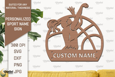 Basketball Sign Laser Cut. Personalized Sport Name Sign SVG Evgenyia Guschina 