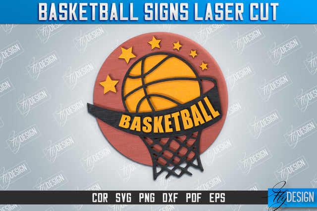 Basketball Sign | Sports Sign | Gift Idea | Laser Cut Wooden Shape | Basketball Shape | CNC File SVG Fly Design 