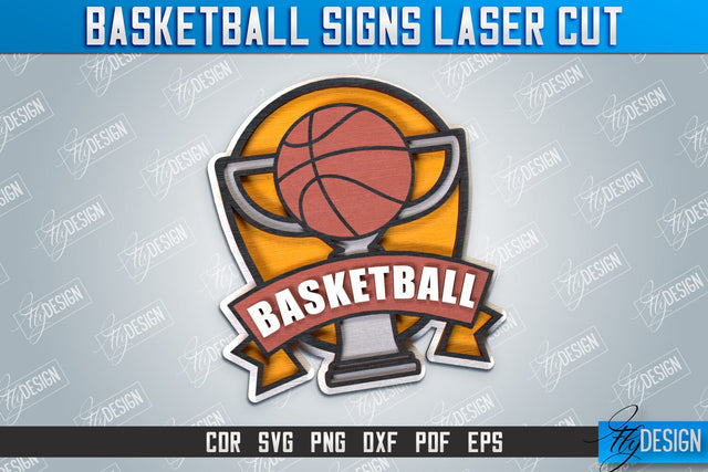 Basketball Sign | Sports Sign | Gift Idea | Laser Cut Wooden Shape | Basketball Shape | CNC File SVG Fly Design 