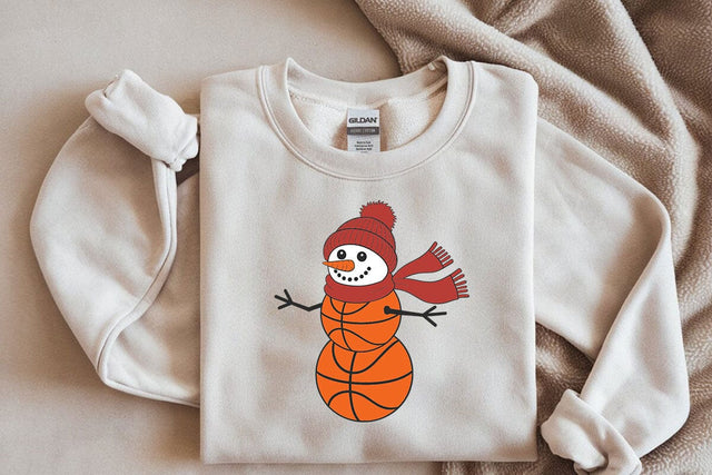 basketball snowman with Christmas hat SVG DesignDestine 