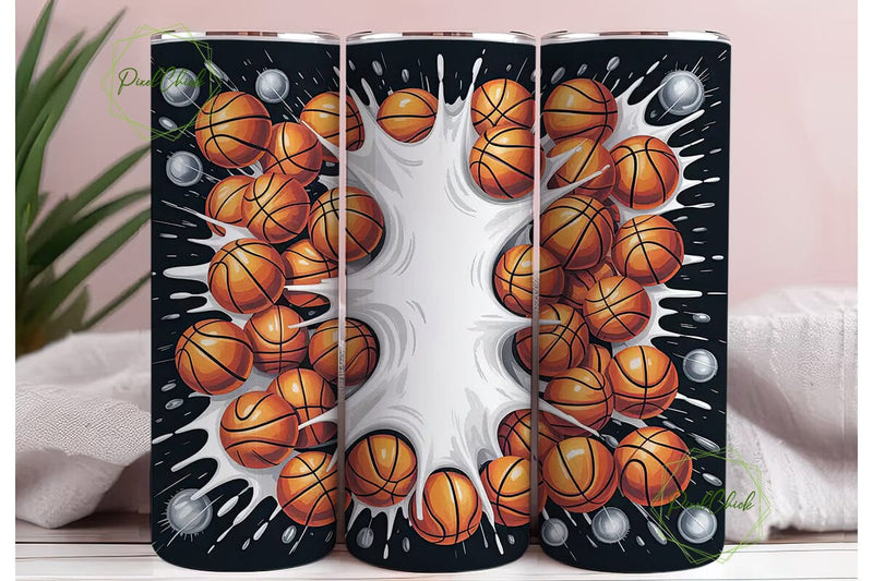 Basketball Splash 20oz Tumbler Wrap Sublimation PixelChick 