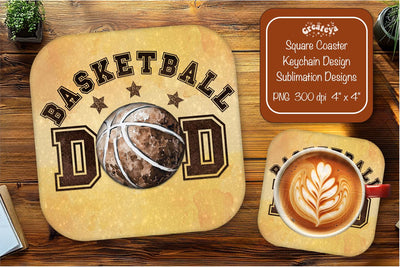 Basketball Square coaster png sublimation Basketball Dad designs Square coaster Sublimation Createya Design 