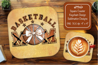 Basketball Square coaster png sublimation Basketball Mom designs Square coaster Sublimation Createya Design 