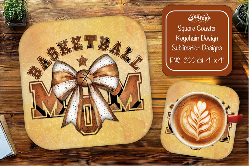 Basketball Square coaster png sublimation Basketball Mom designs Square coaster Sublimation Createya Design 