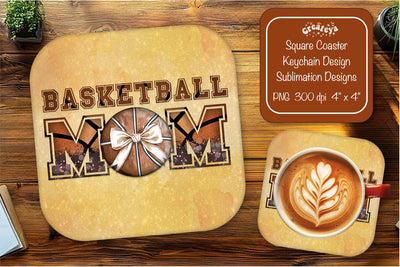 Basketball Square coaster png sublimation Basketball Mom designs Square coaster Sublimation Createya Design 