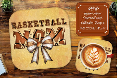 Basketball Square coaster png sublimation Basketball Mom designs Square coaster Sublimation Createya Design 