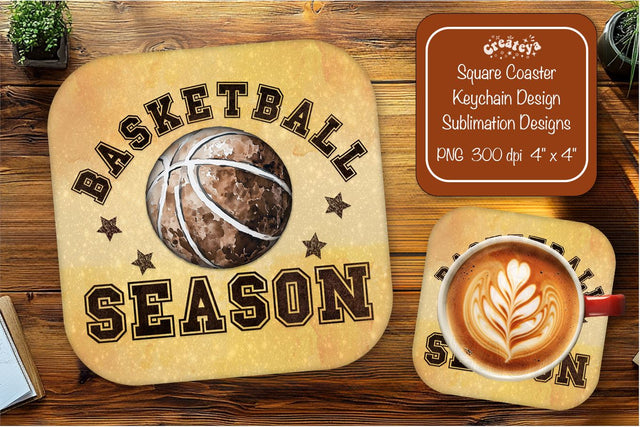 Basketball Square coaster png sublimation Basketball Season designs Square coaster Sublimation Createya Design 