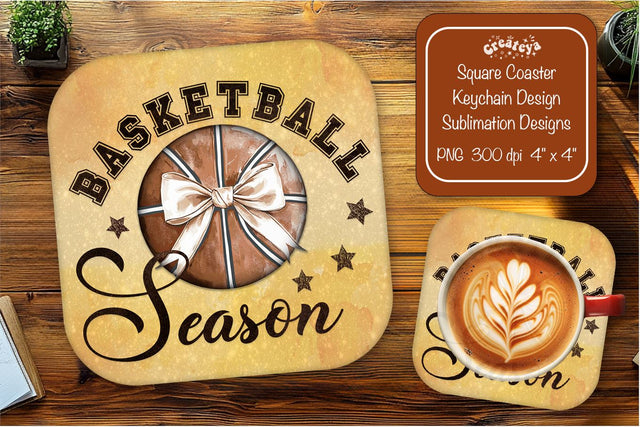 Basketball Square coaster png sublimation Basketball Season designs Square coaster Sublimation Createya Design 