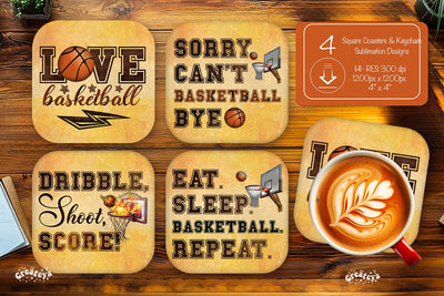 Basketball Square coaster png sublimation designs Square coaster Love Basketball Sublimation Createya Design 