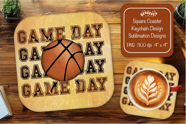 Basketball Square coaster png sublimation Game Day designs Square coaster Sublimation Createya Design 