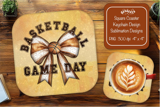Basketball Square coaster png sublimation Game day designs Square coaster Sublimation Createya Design 