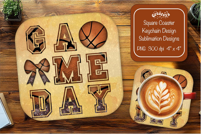 Basketball Square coaster png sublimation Game day designs Square coaster Sublimation Createya Design 