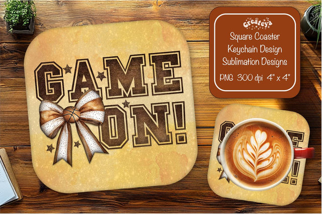 Basketball Square coaster png sublimation Game on designs Square coaster Sublimation Createya Design 