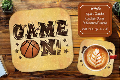 Basketball Square coaster png sublimation Game on designs Square coaster Sublimation Createya Design 