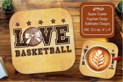 Basketball Square coaster png sublimation Love Basketball designs Square coaster Sublimation Createya Design 