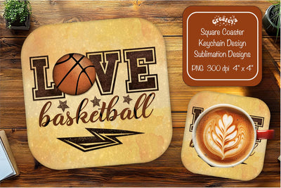 Basketball Square coaster png sublimation Love Basketball designs Square coaster Sublimation Createya Design 