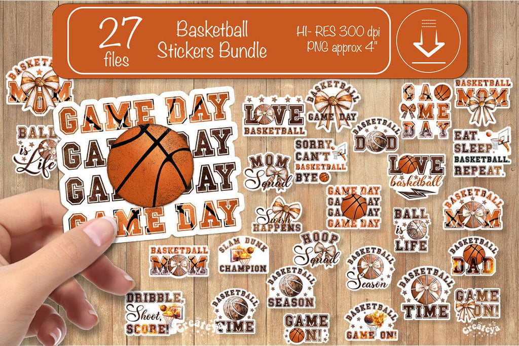 Sticker Note Designs Basketball Basketball Stickers Bundle PNG printable stickers Print and cut ...
