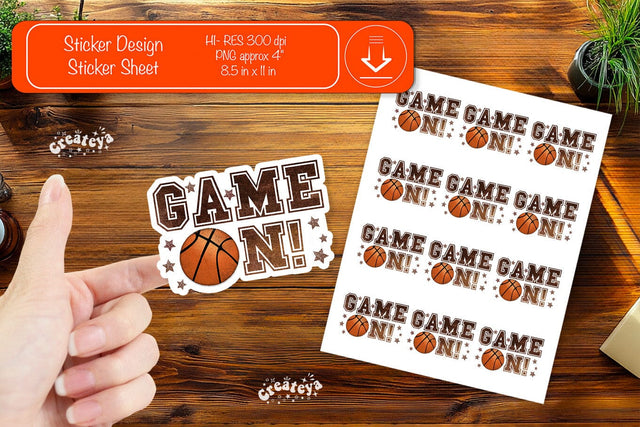 Basketball Stickers PNG printable stickers Print and cut stickers png Game on Sublimation Createya Design 