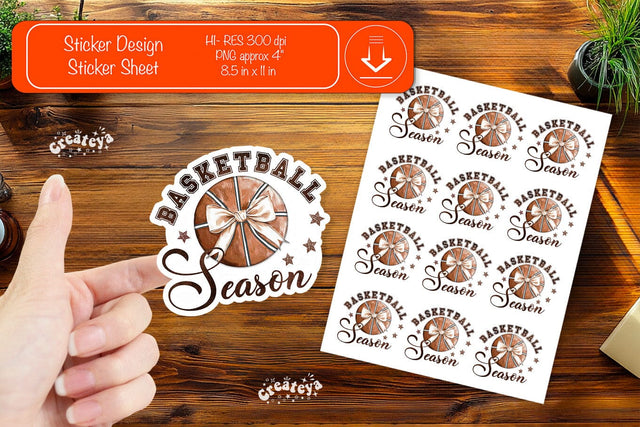 Basketball Stickers PNG printable stickers Print and cut stickers png Sublimation Createya Design 