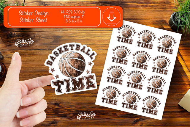 Basketball Stickers PNG printable stickers Print and cut stickers png Sublimation Createya Design 