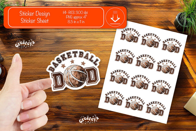 Basketball Stickers PNG printable stickers Print and cut stickers png Sublimation Createya Design 