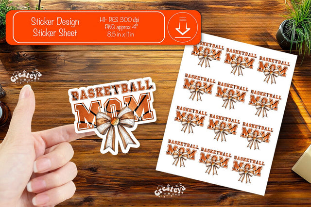 Basketball Stickers PNG printable stickers Print and cut stickers png Sublimation Createya Design 