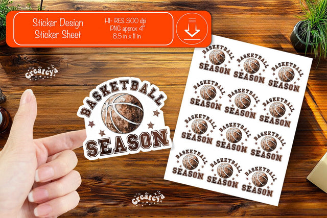 Basketball Stickers PNG printable stickers Print and cut stickers png Sublimation Createya Design 