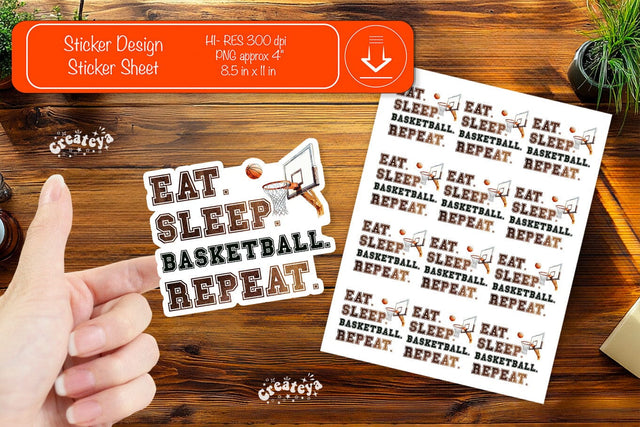 Basketball Stickers PNG printable stickers Print and cut stickers png Sublimation Createya Design 